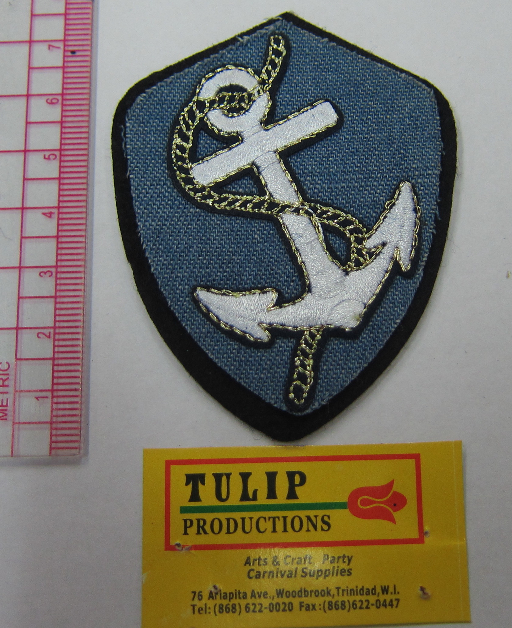 White Anchor with Blue backing